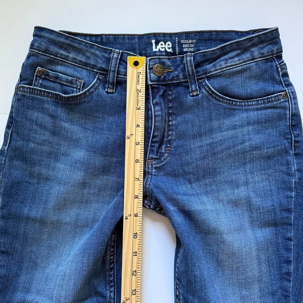 Lee Jeans Womens 6P Regular Bootcut Mid Rise Dark Wash Blue Denim 1CMBEW7 - Picture 4 of 6